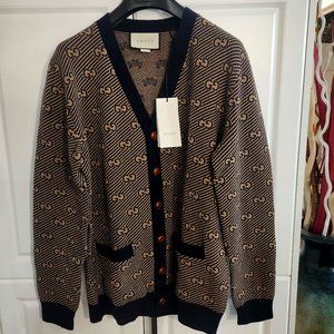 GUCCI GG-Jacquard Knitted Wool and Cashmere Cardigan